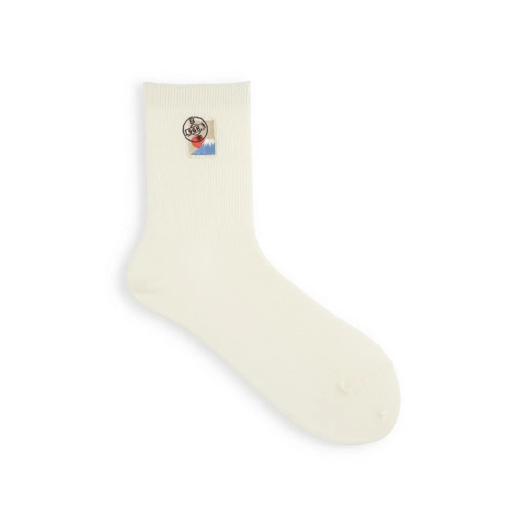 011141471 Embroidered Japanese Stamp Crew Socks