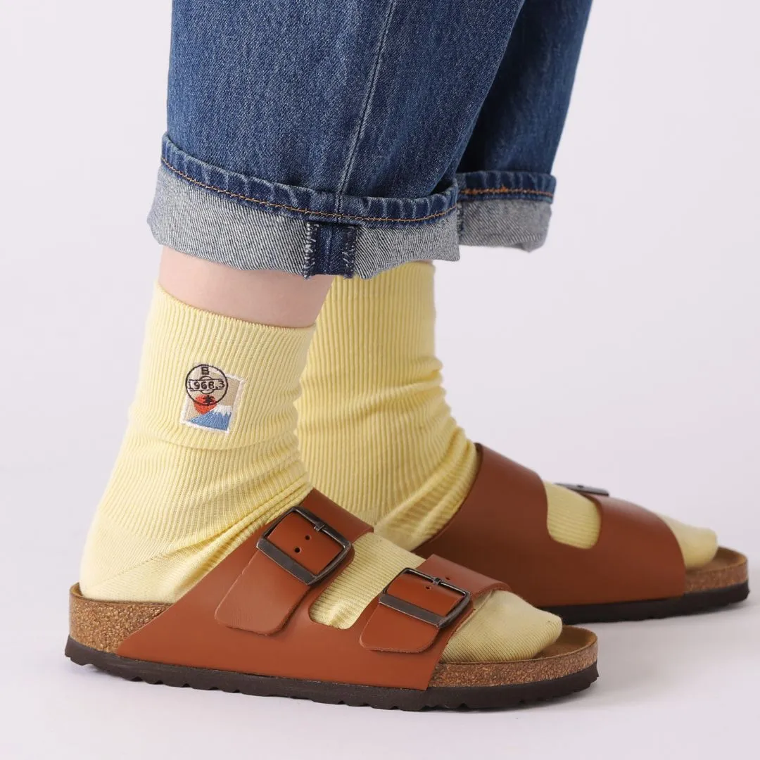 011141471 Embroidered Japanese Stamp Crew Socks