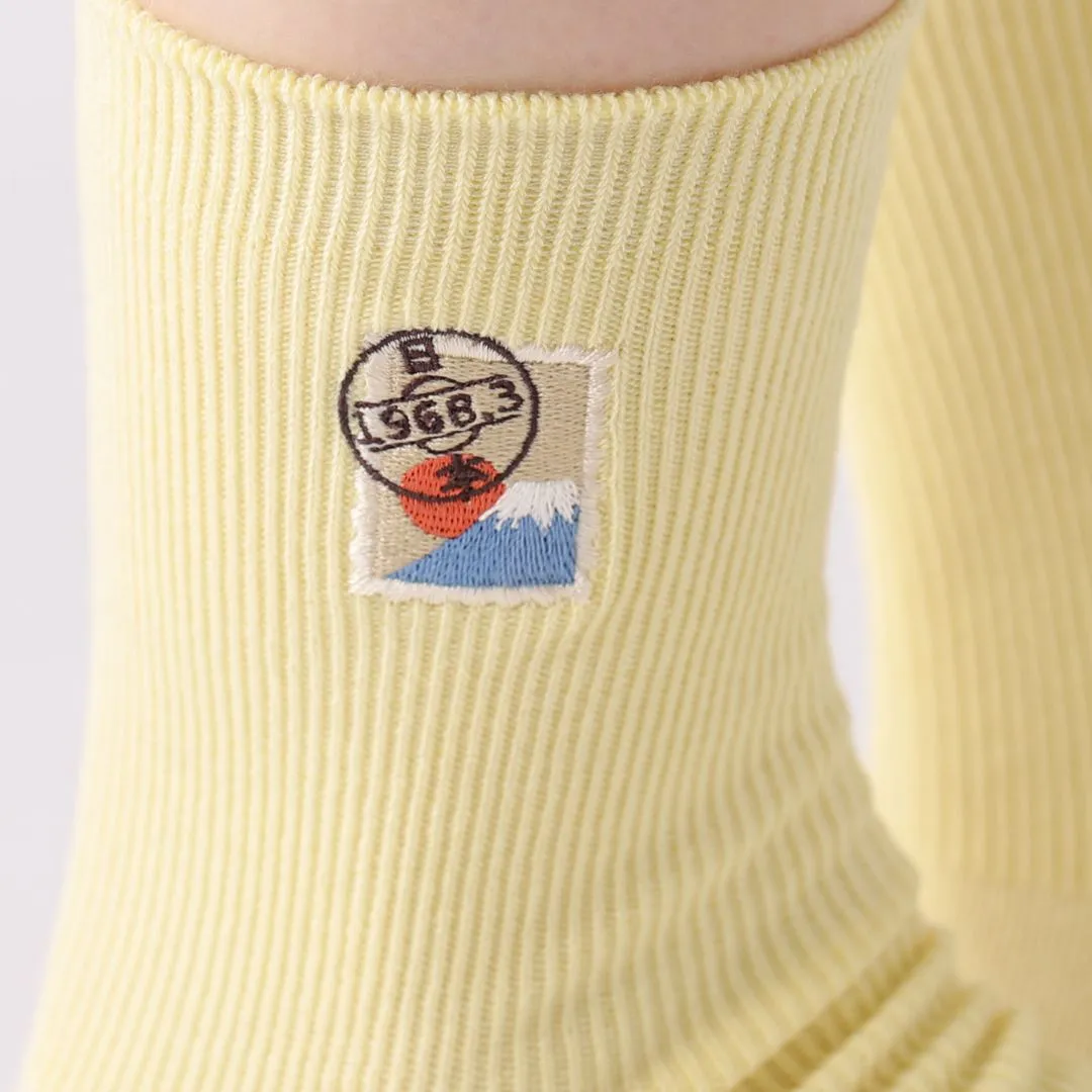 011141471 Embroidered Japanese Stamp Crew Socks