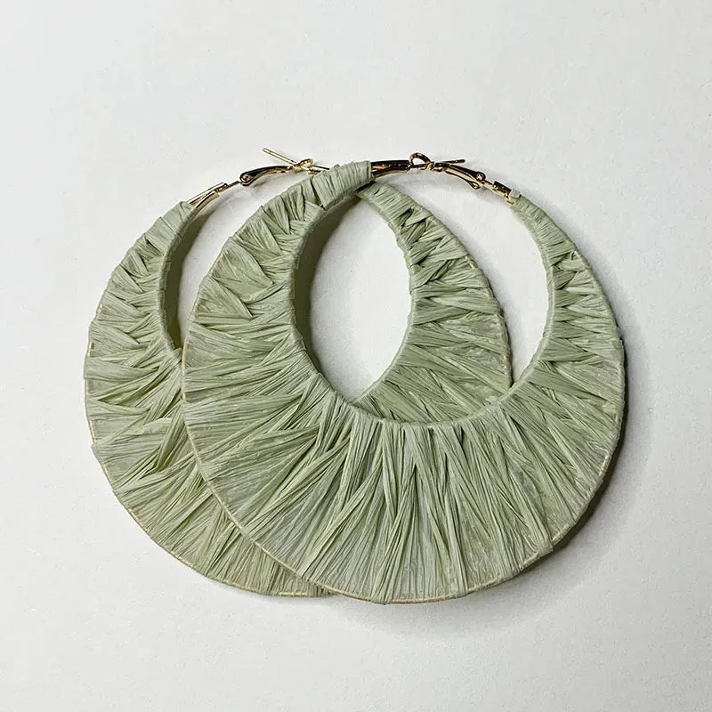 1 Pair Casual Geometric Handmade raffia Earrings