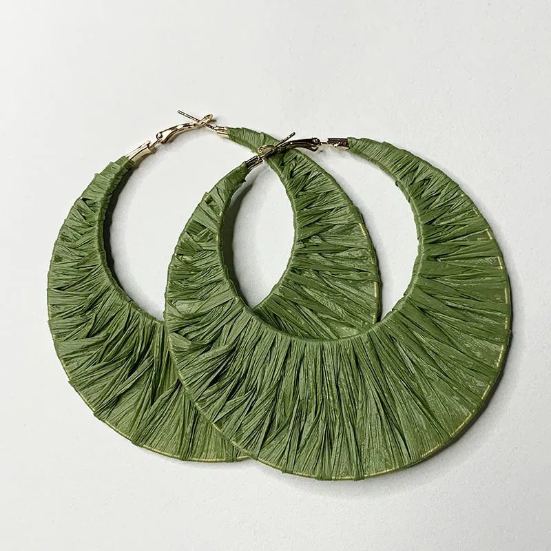 1 Pair Casual Geometric Handmade raffia Earrings