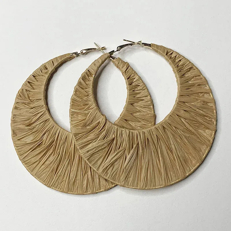 1 Pair Casual Geometric Handmade raffia Earrings