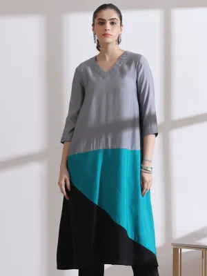 1 Pc - Airskin Black And Blue Triangle Kurta