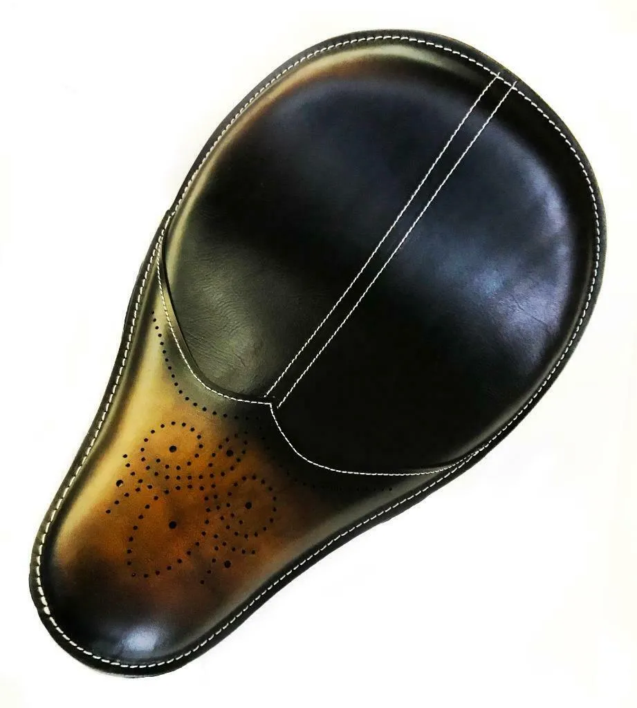 11x16 Ant Brown Wingtip Leather Spring Solo Seat Chopper Bobber Harley Softail