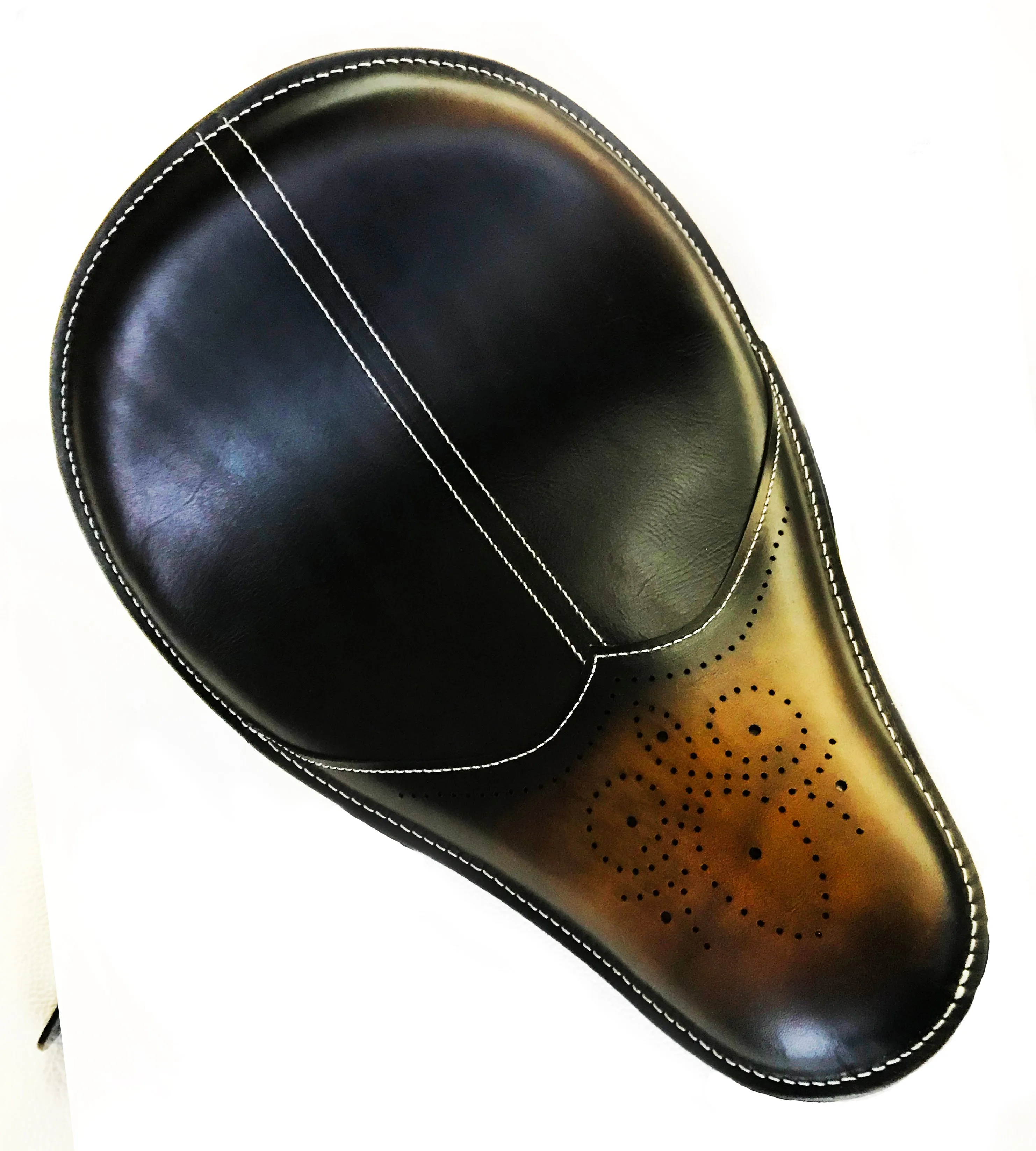 11x16 Ant Brown Wingtip Leather Spring Solo Seat Chopper Bobber Harley Softail