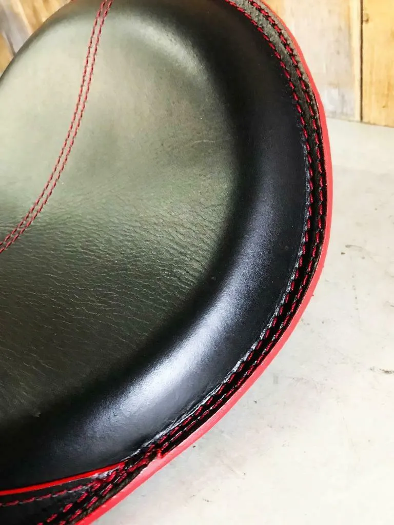 11x16 Antique Red Wingtip Leather Spring Solo Seat Chopper Bobber Harley Softail