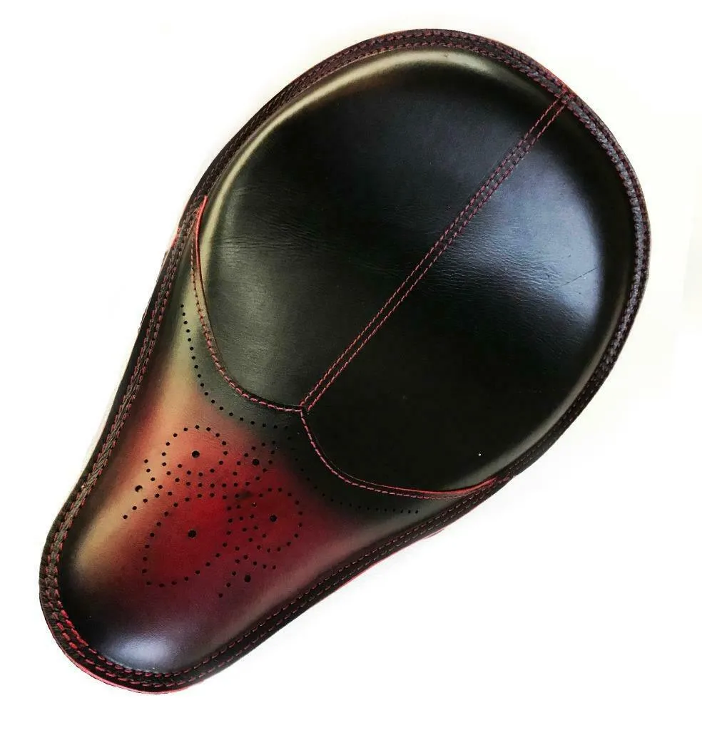 11x16 Antique Red Wingtip Leather Spring Solo Seat Chopper Bobber Harley Softail