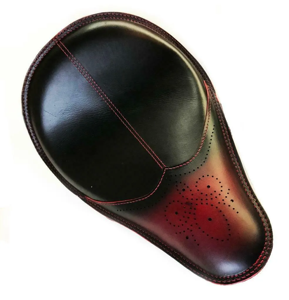11x16 Antique Red Wingtip Leather Spring Solo Seat Chopper Bobber Harley Softail