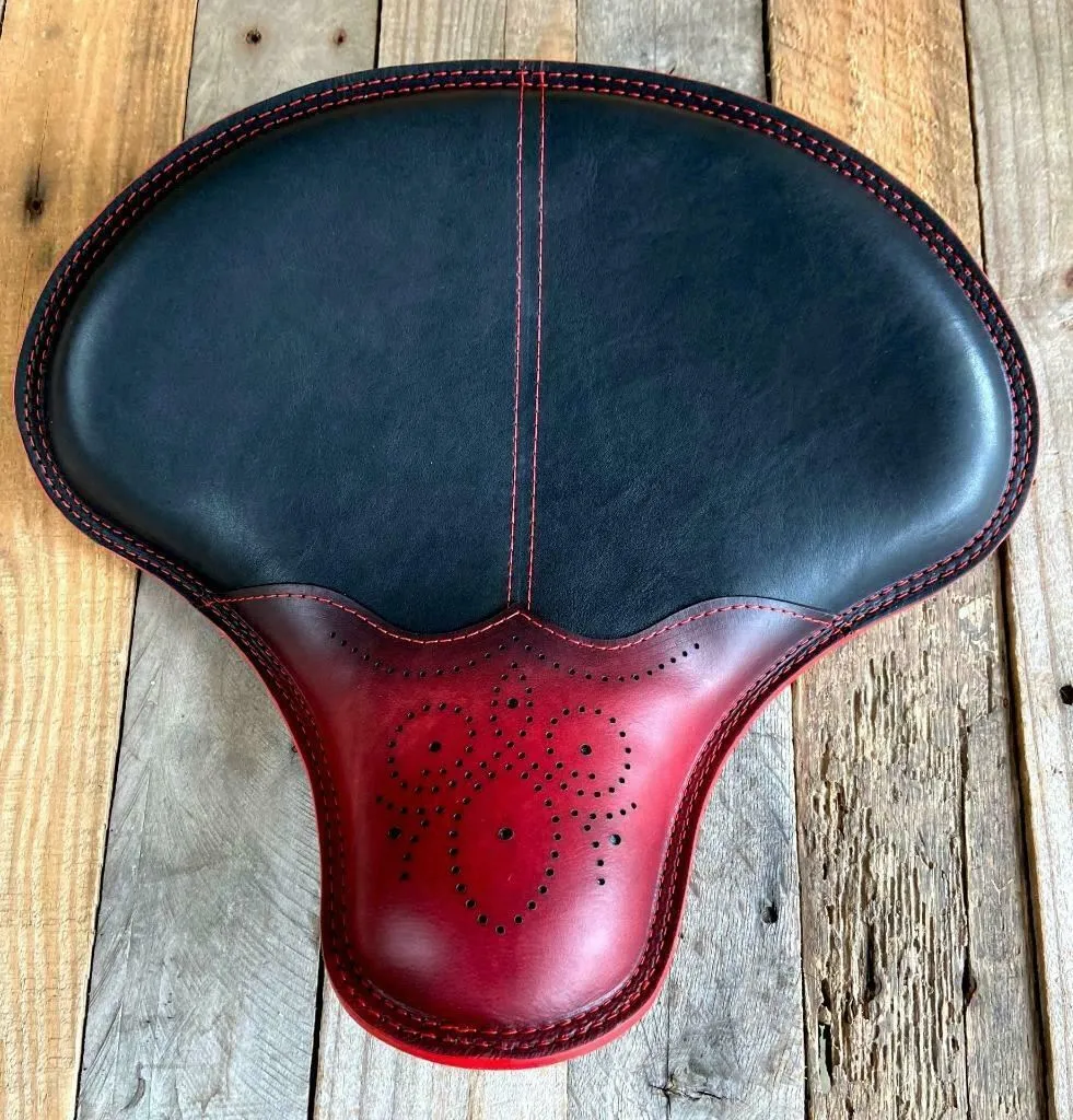 15x14 Ant Red Wingtip Spring Tractor Seat Indian Scout Bobber Harley Softail