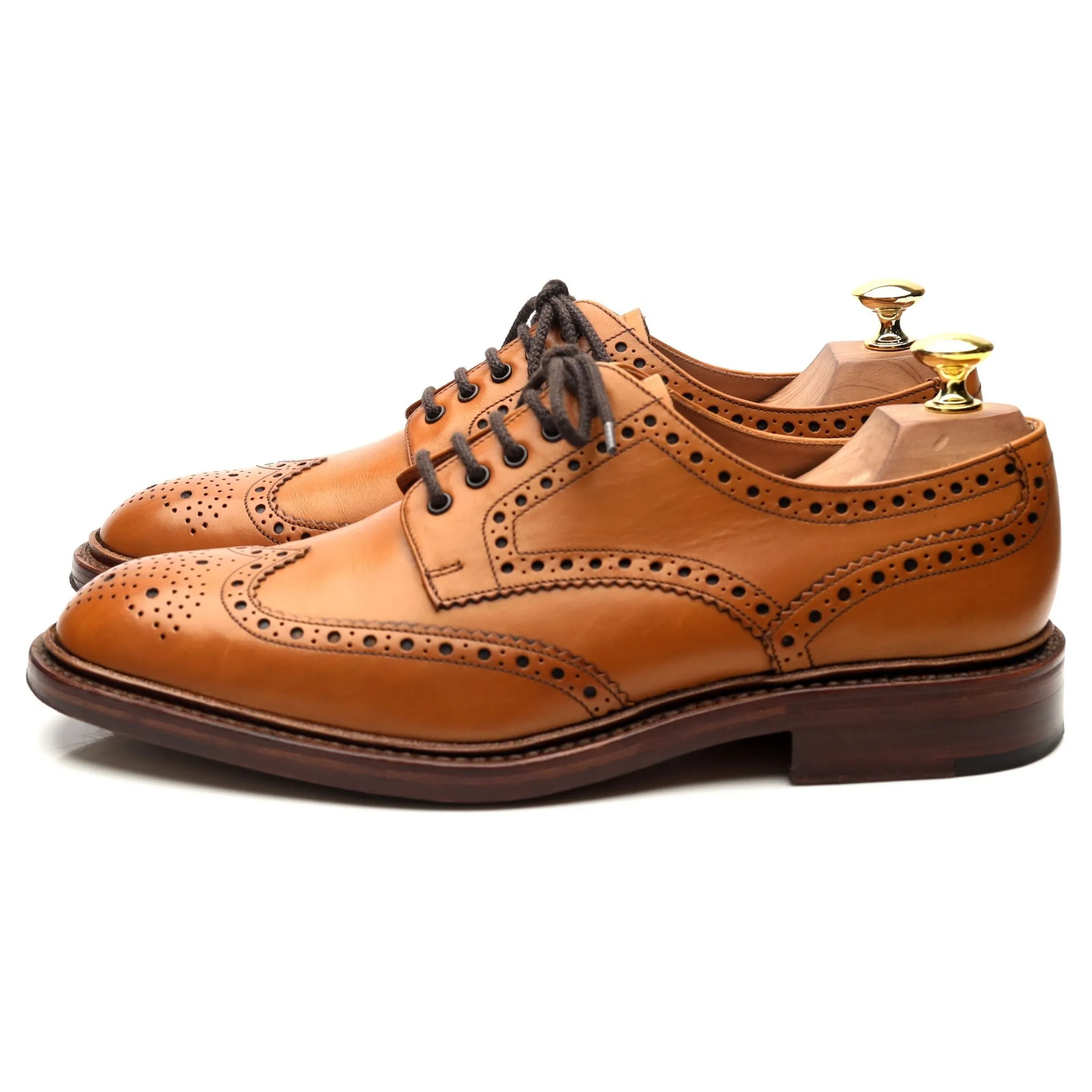 1880 'Chester 2' Tan Brown Leather Derby Brogues UK 8 F