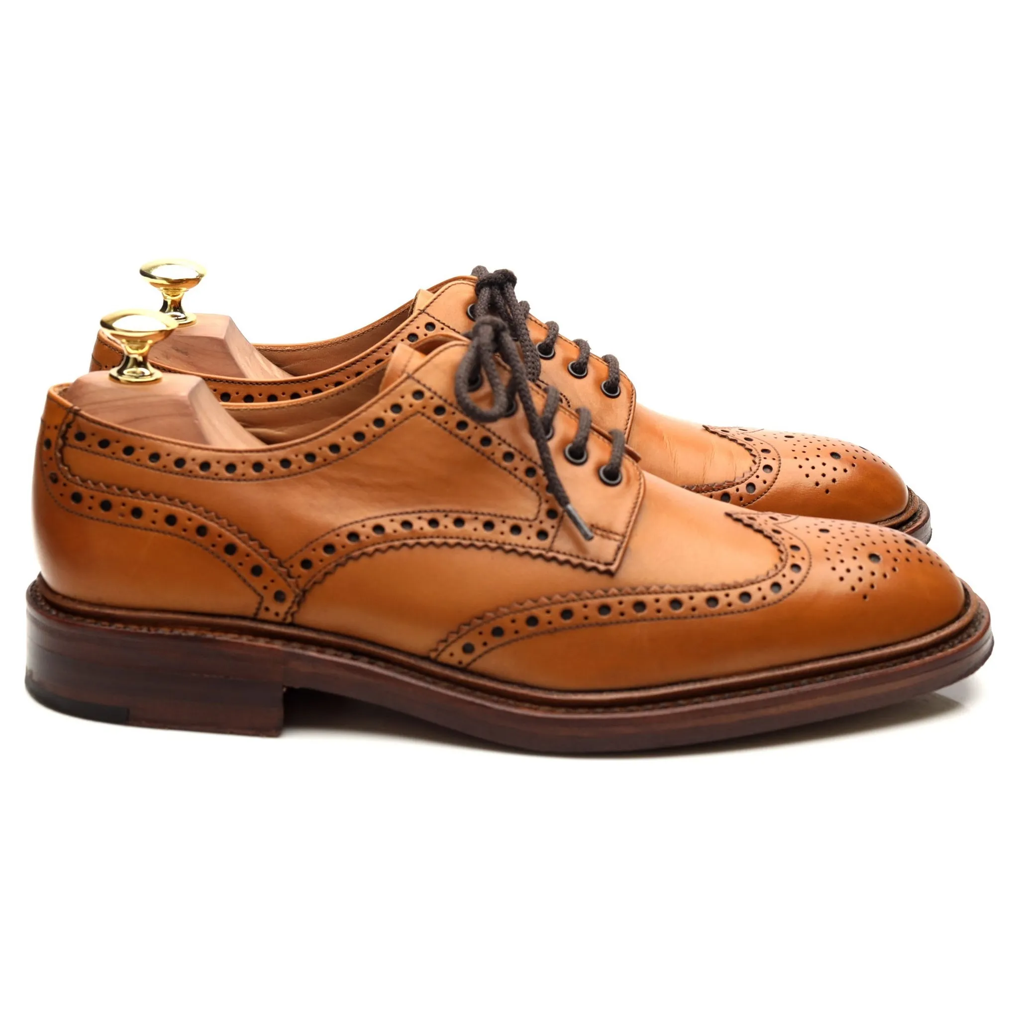 1880 'Chester 2' Tan Brown Leather Derby Brogues UK 8 F