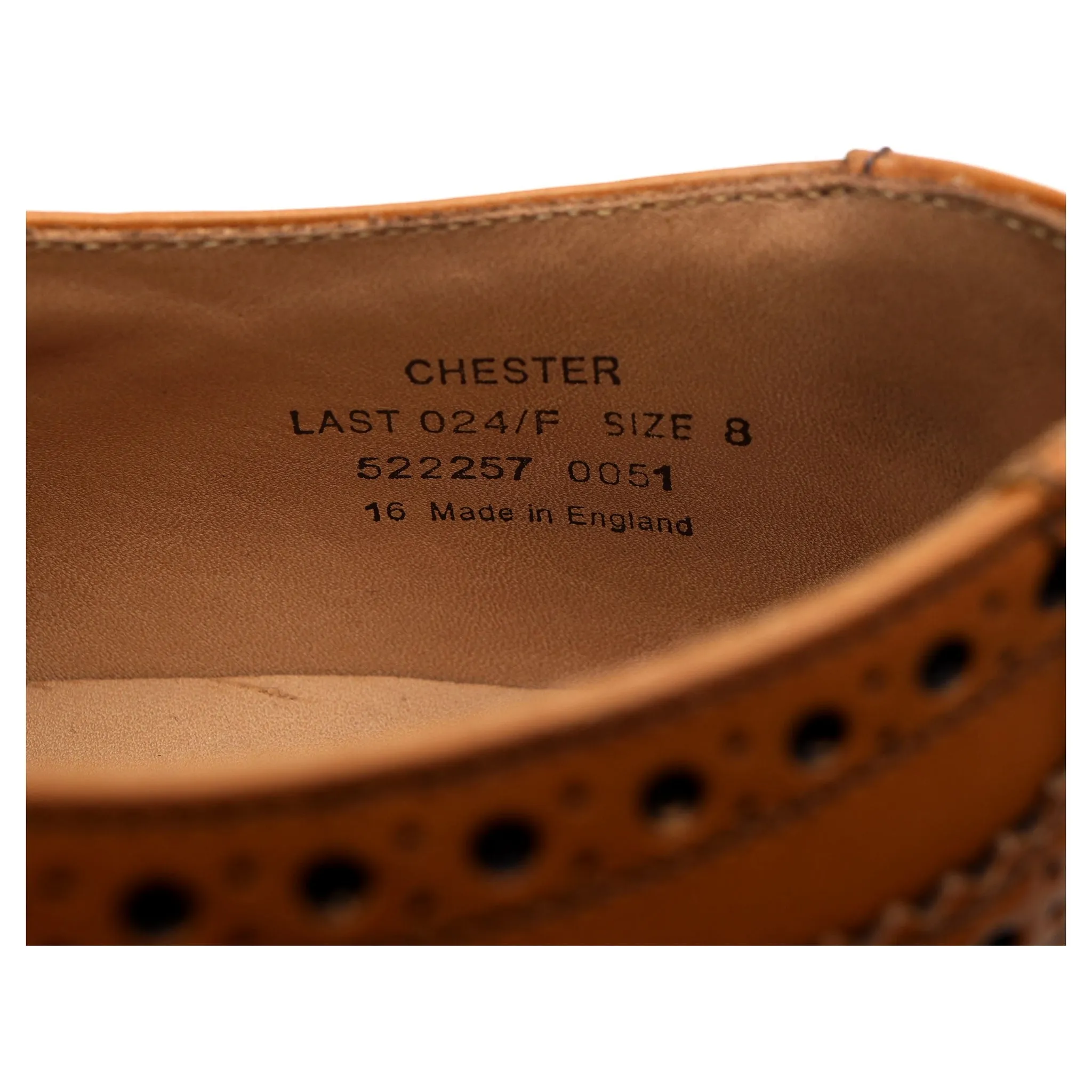 1880 'Chester 2' Tan Brown Leather Derby Brogues UK 8 F