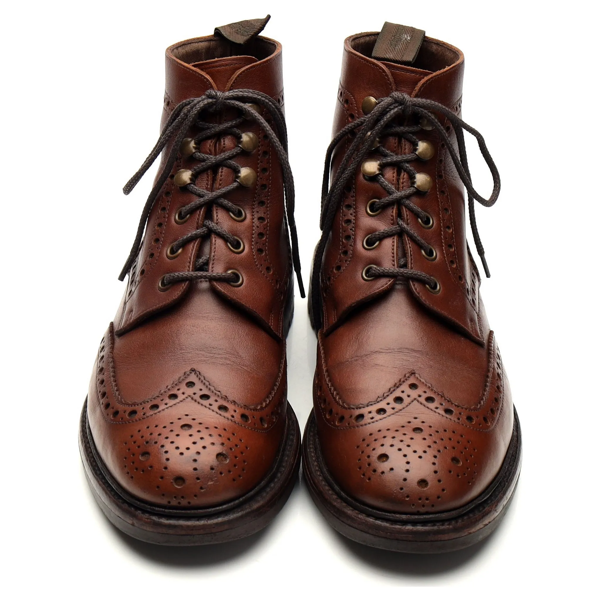 1880 'Glendale' Brown Leather Brogue Boots UK 7.5 G