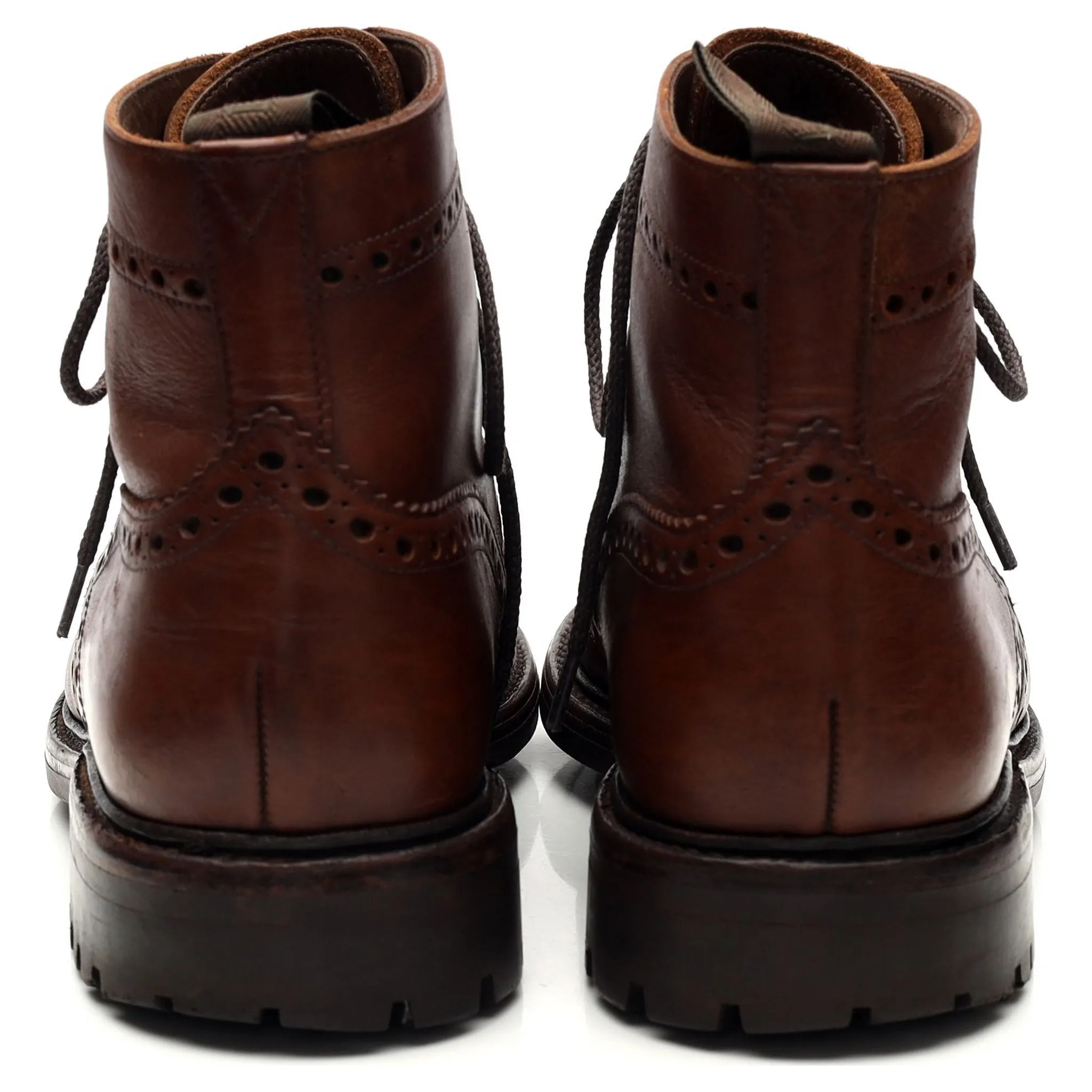 1880 'Glendale' Brown Leather Brogue Boots UK 7.5 G