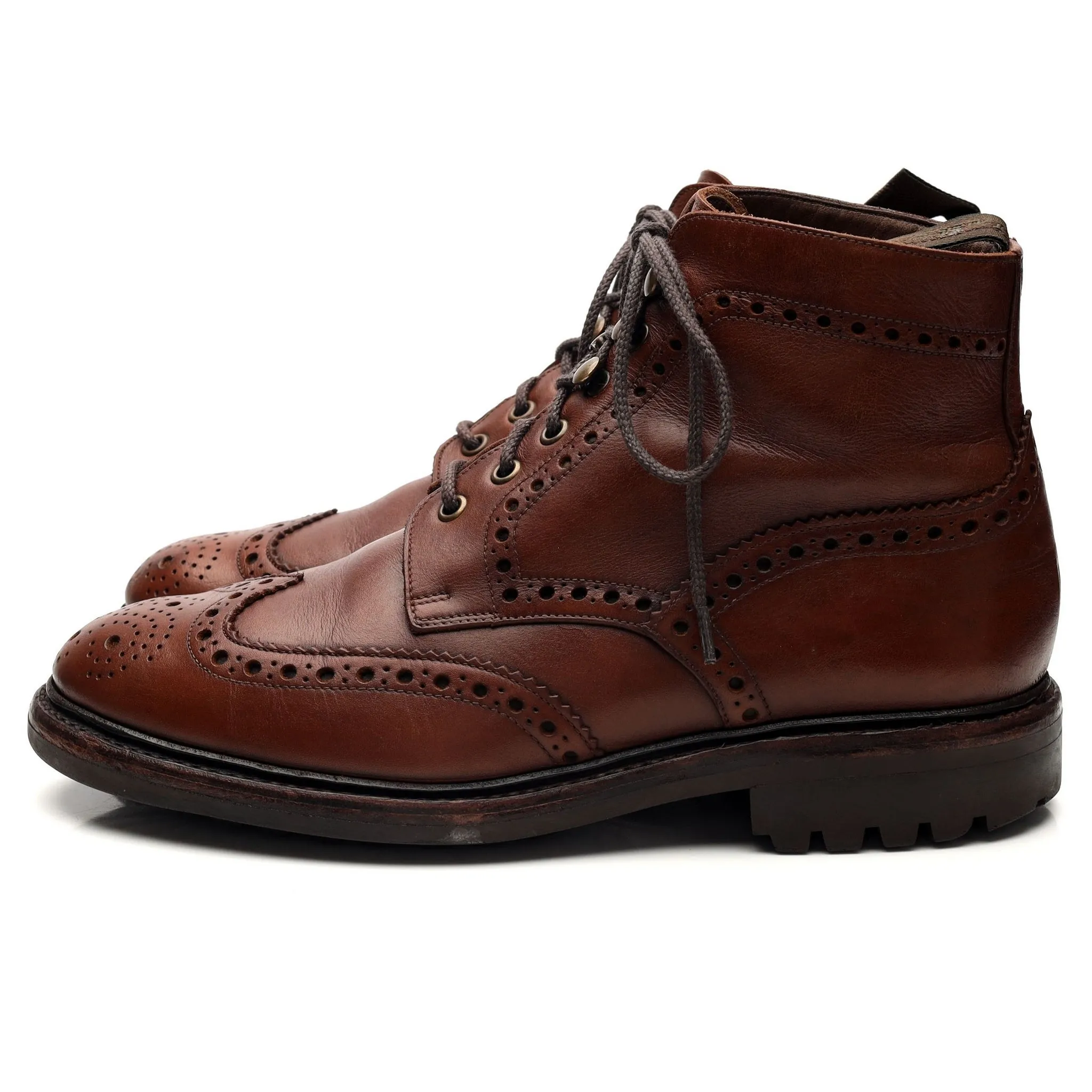 1880 'Glendale' Brown Leather Brogue Boots UK 7.5 G