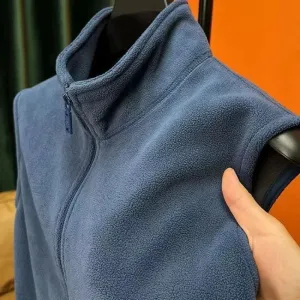 2024 Men’s Polar Fleece Vest – Windproof, Warm, Double-Sided Sleeveless Jacket for Outdoor Casual Wear C4