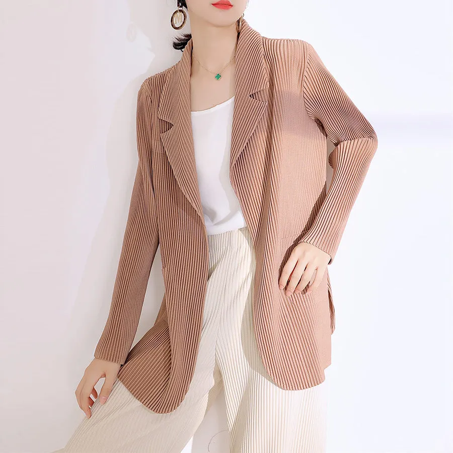 2025 fashion blazer women's high-end autumn casual temperament commuter design pleated suit top