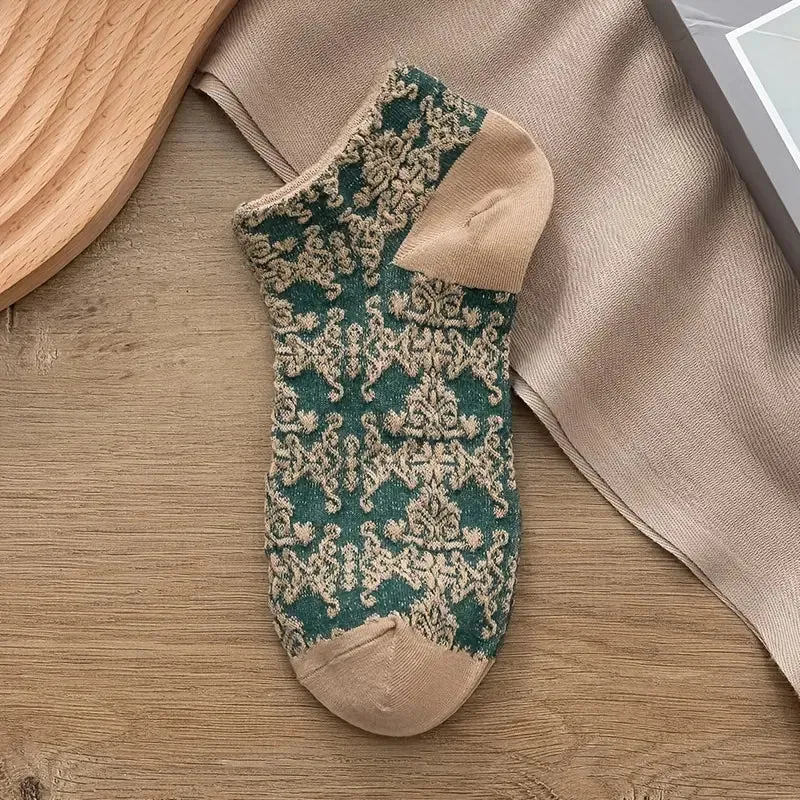 5-Pairs: Vintage Court Style Short Socks