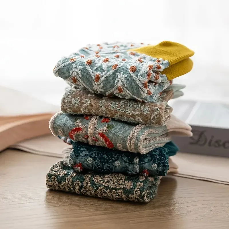5-Pairs: Vintage Court Style Short Socks
