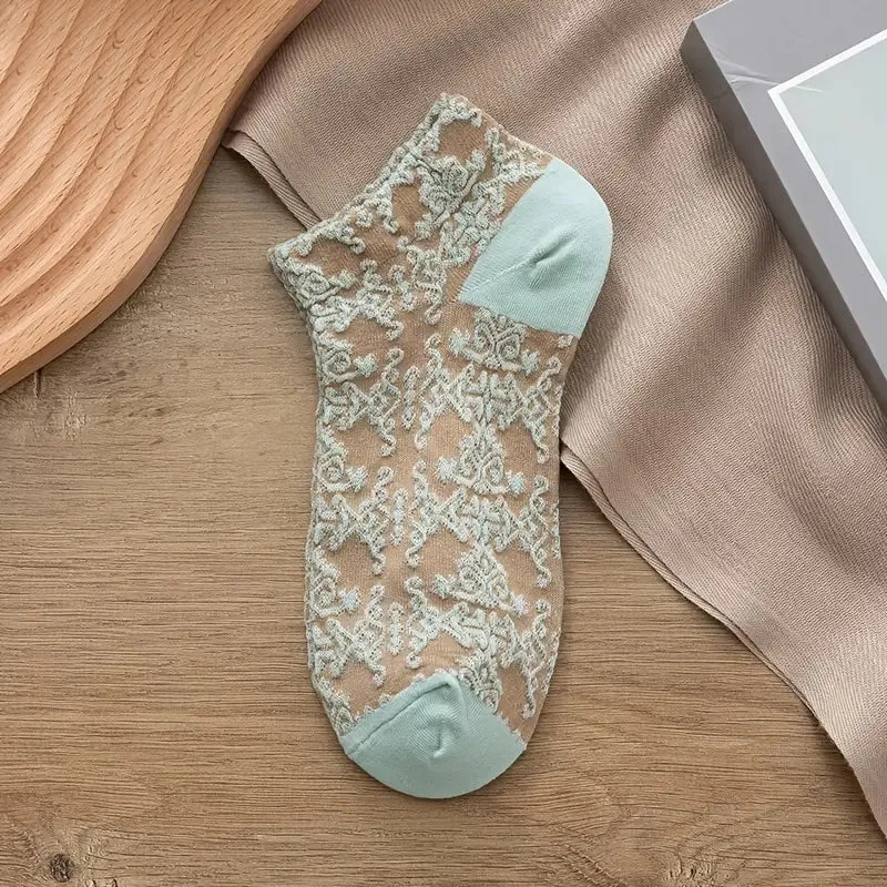 5-Pairs: Vintage Court Style Short Socks