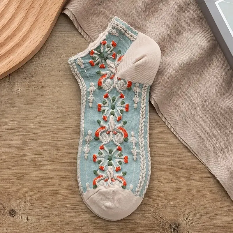 5-Pairs: Vintage Court Style Short Socks