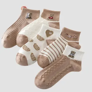 5 Pairs Women Elegant Retro Socks