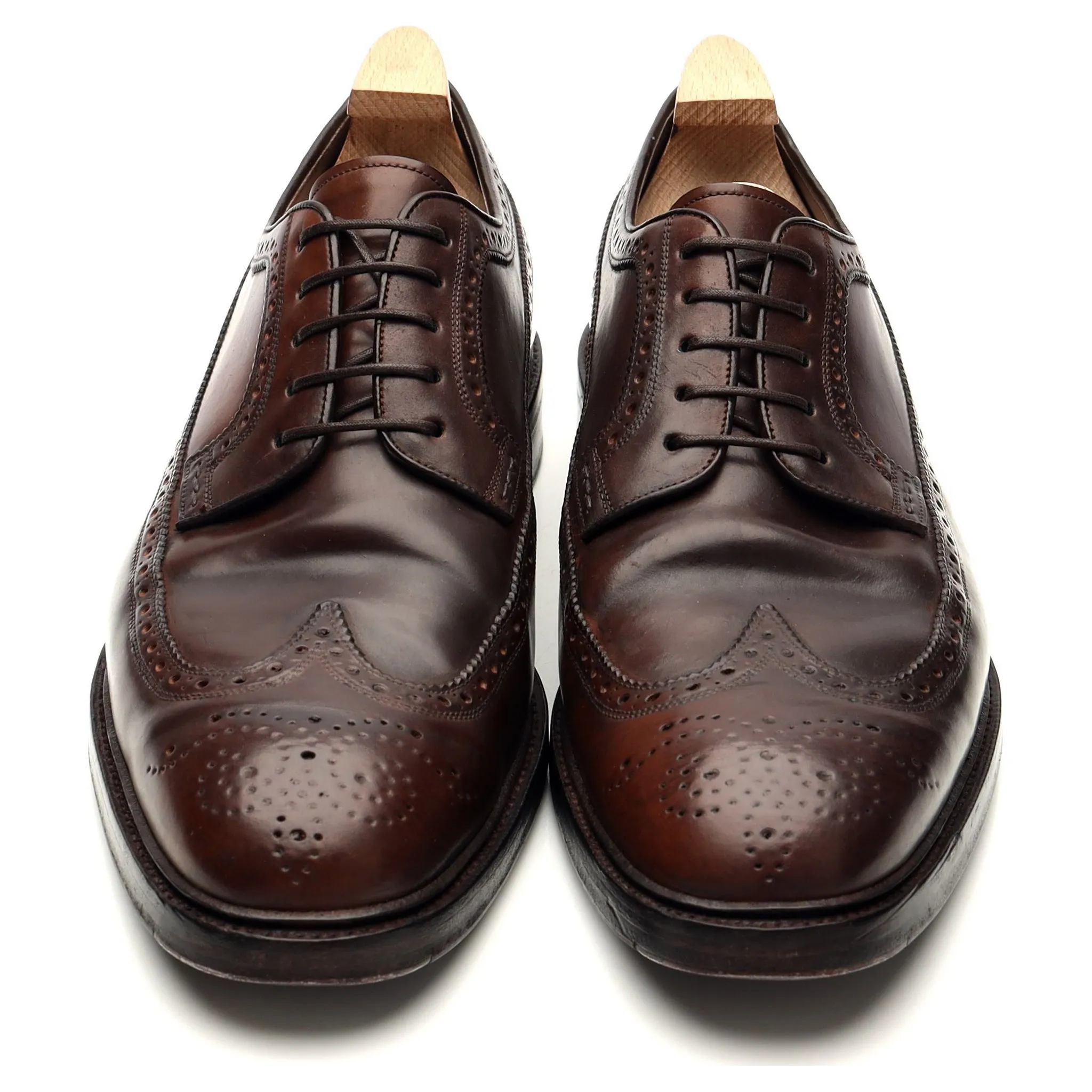 '532' Burgundy Cordovan Leather Derby Brogue UK 9