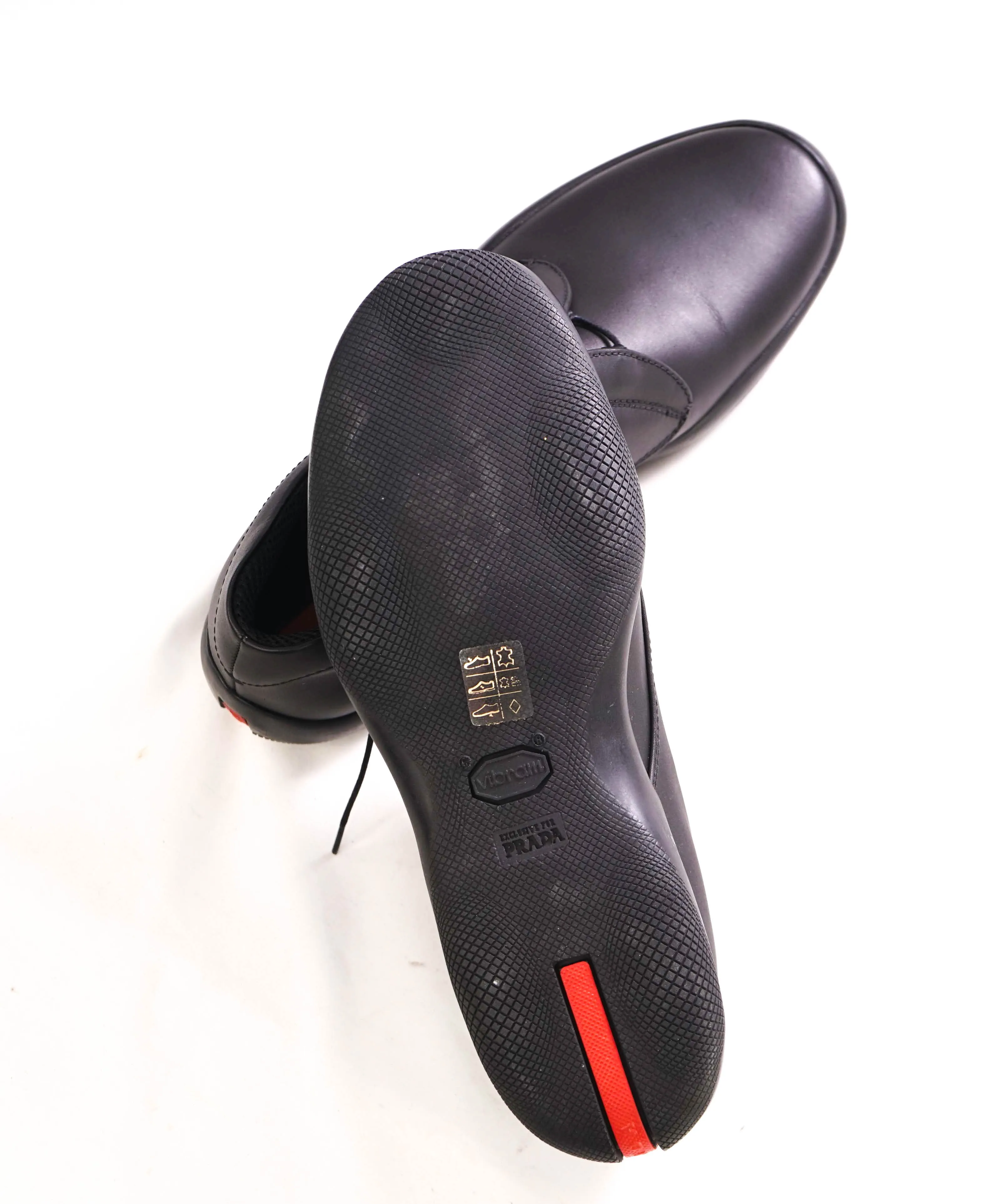 $795 PRADA - *LINEA ROSSA* VITELLO SAMOA Black Lace-Up Derby - 9 US (8 Prada)