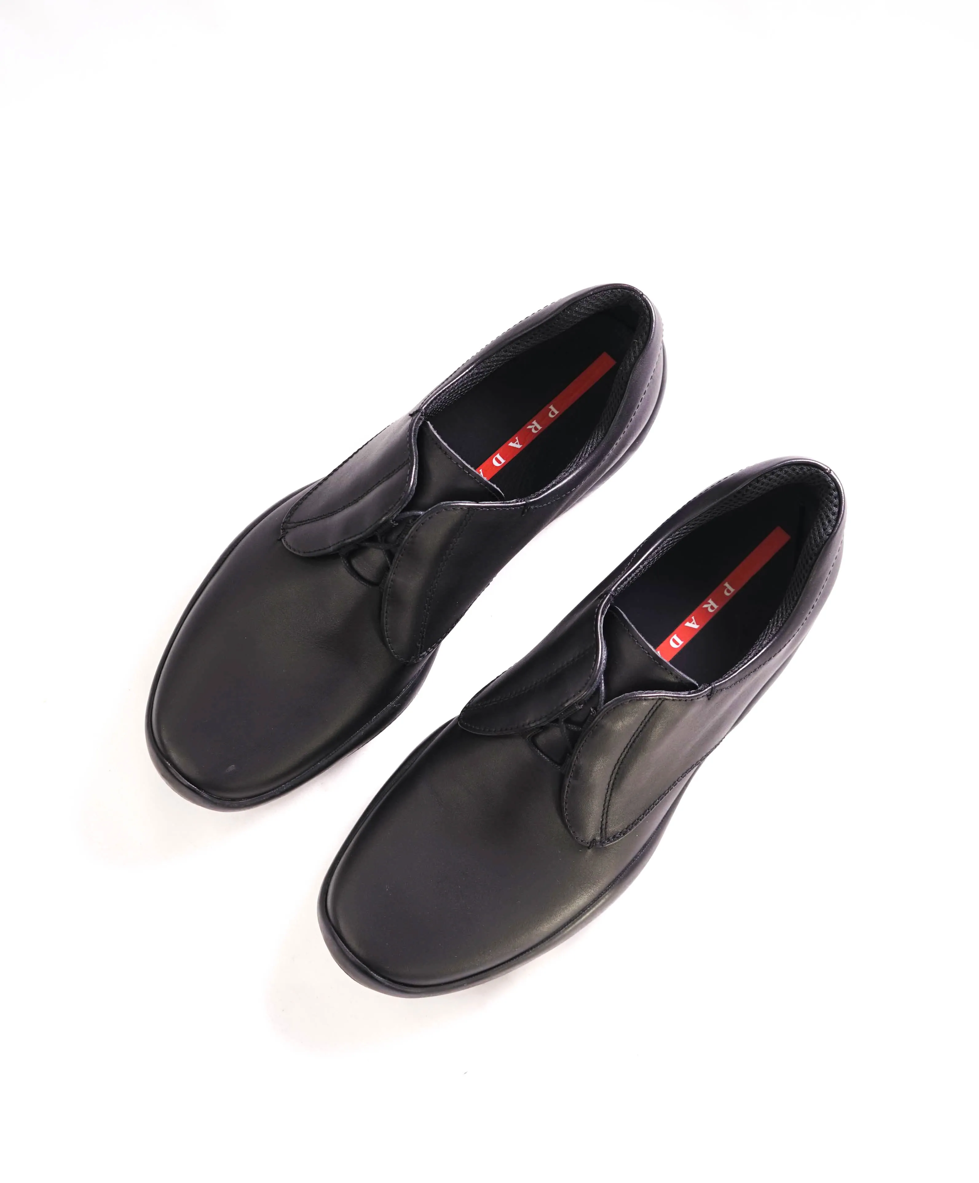 $795 PRADA - *LINEA ROSSA* VITELLO SAMOA Black Lace-Up Derby - 9 US (8 Prada)