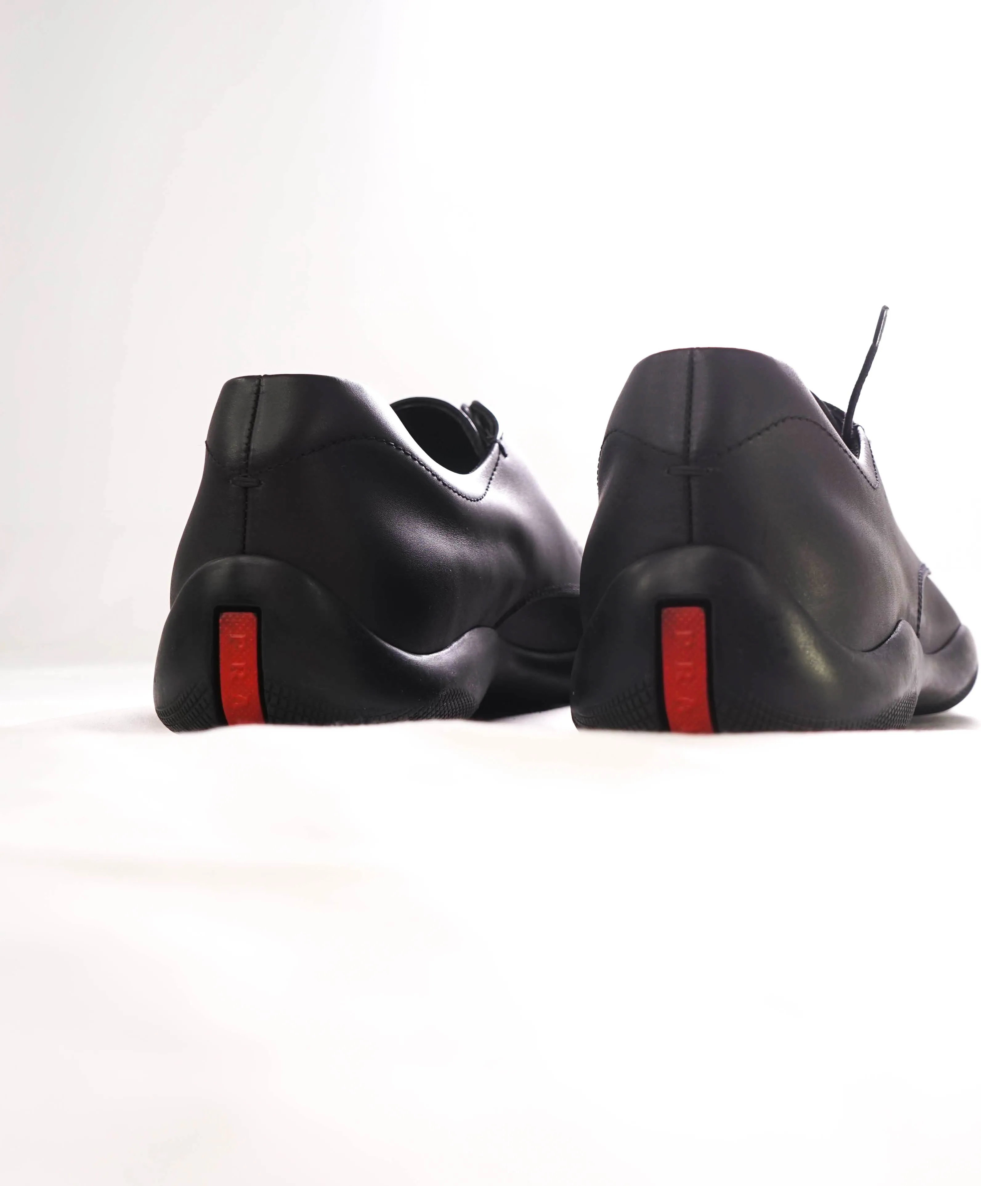 $795 PRADA - *LINEA ROSSA* VITELLO SAMOA Black Lace-Up Derby - 9 US (8 Prada)