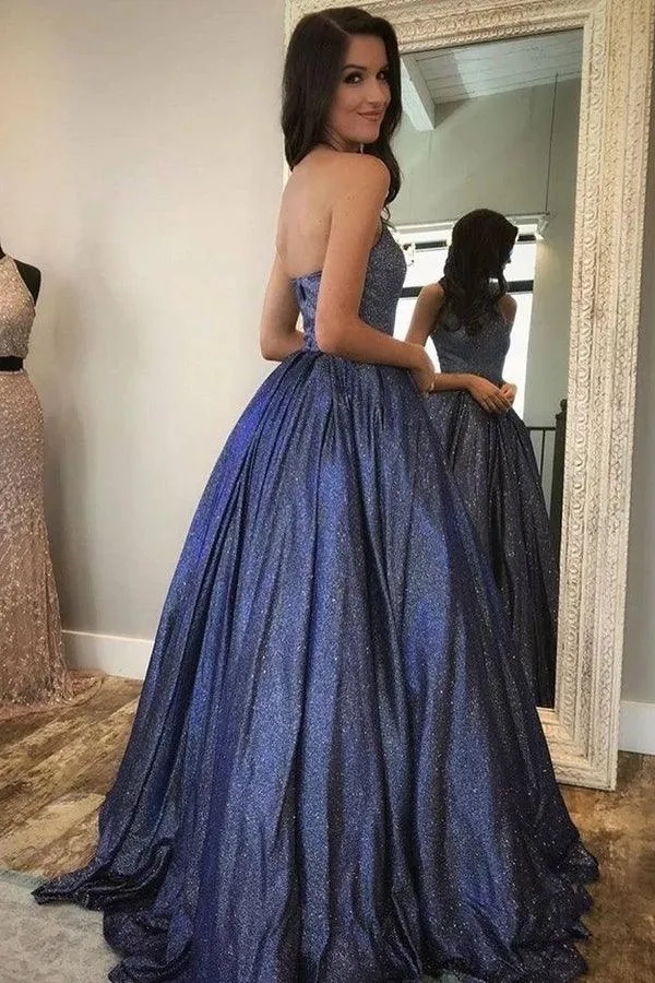 A-line Sparkly Halter Neck Long Prom Dresses Cute Formal Dress PSK371
