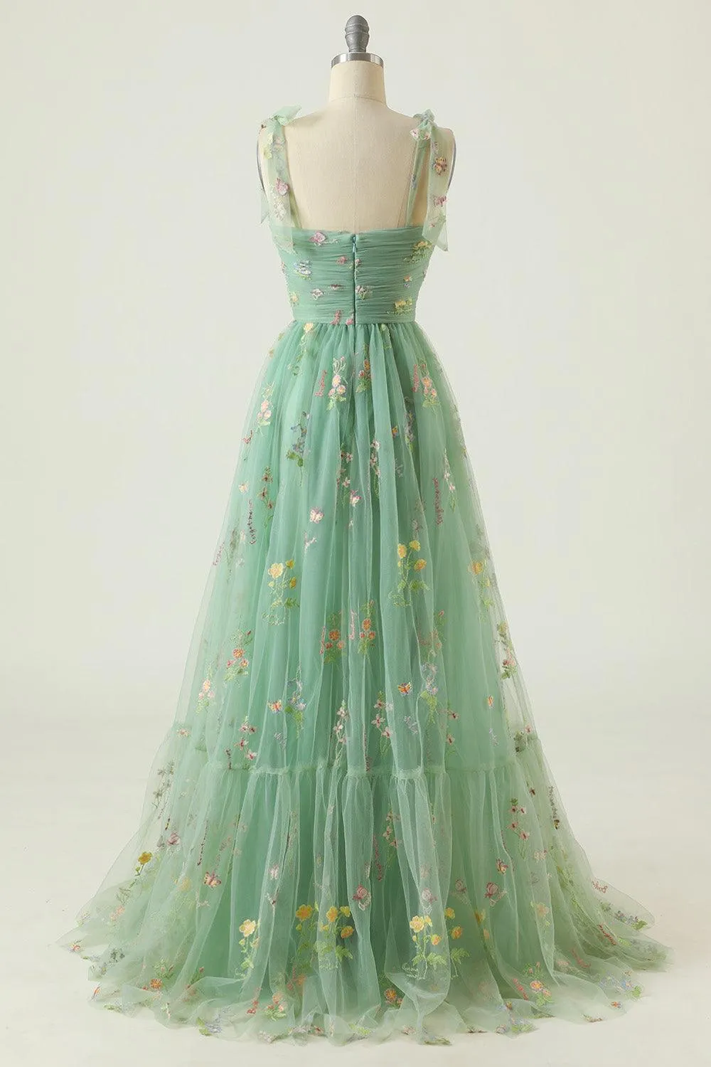 A-line Sweetheart Grey Blue Embroidery Long Prom Formal Dress TP1159