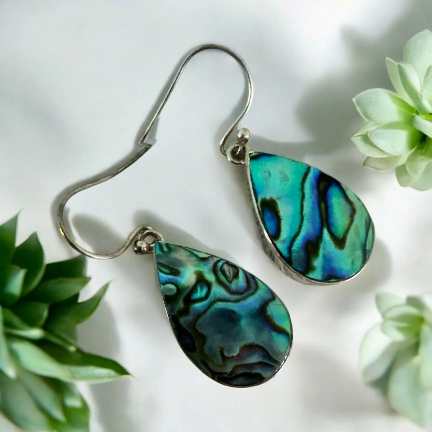 Abalone Solid 925 Sterling Silver Earrings