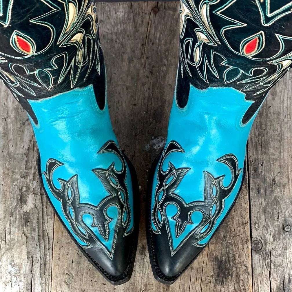 ACME Vintage 1950’s Blue Black Cowboy Western Boots