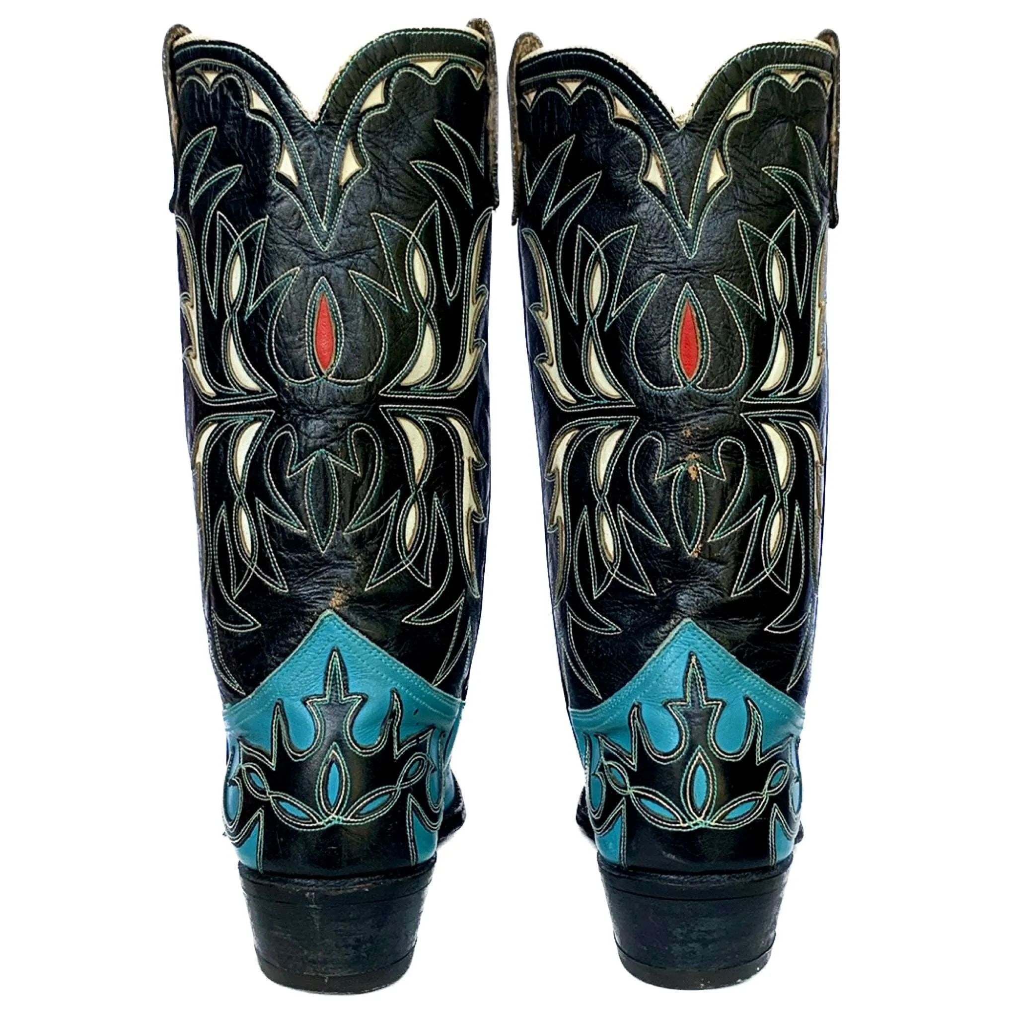 ACME Vintage 1950’s Blue Black Cowboy Western Boots