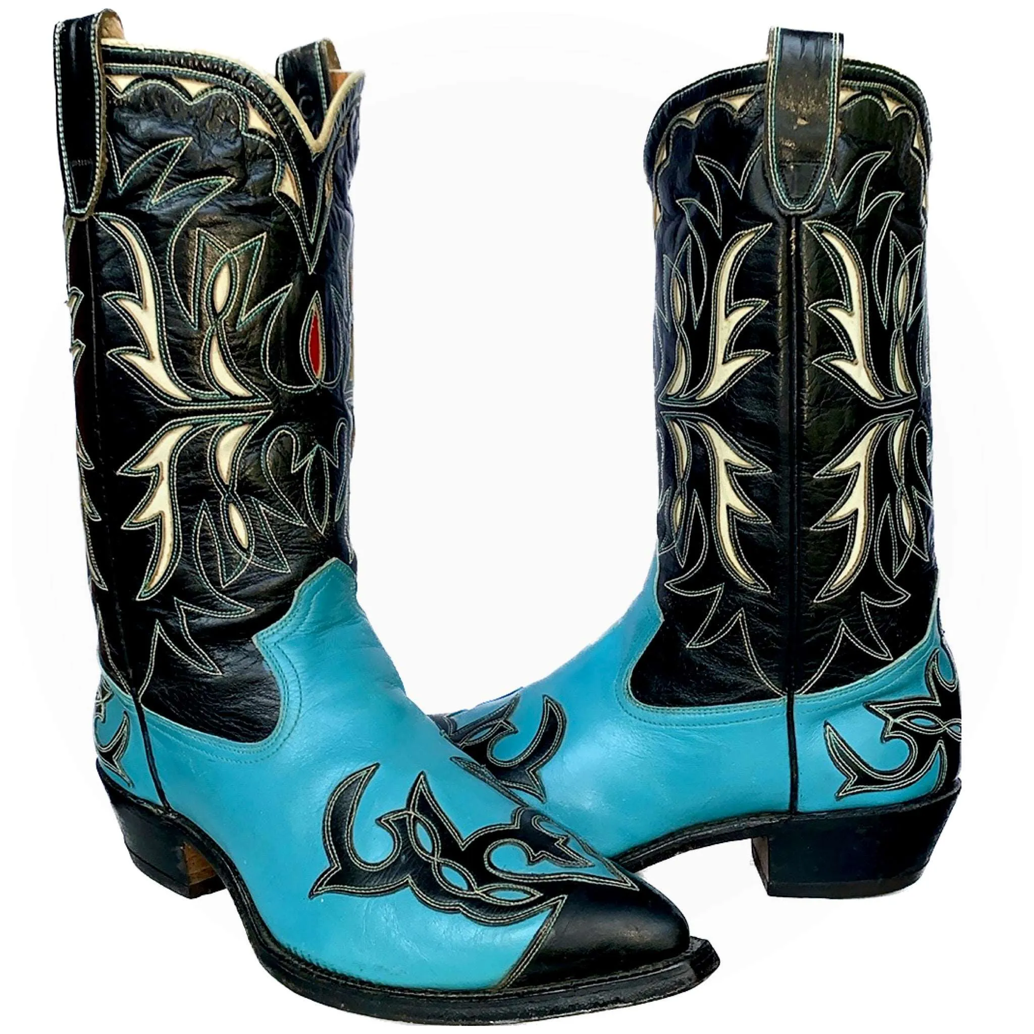 ACME Vintage 1950’s Blue Black Cowboy Western Boots