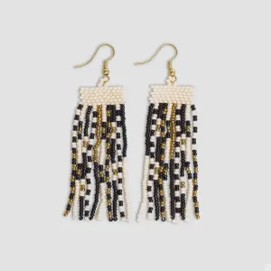 Adaline Mixed Fringe Earrings Black/Cream