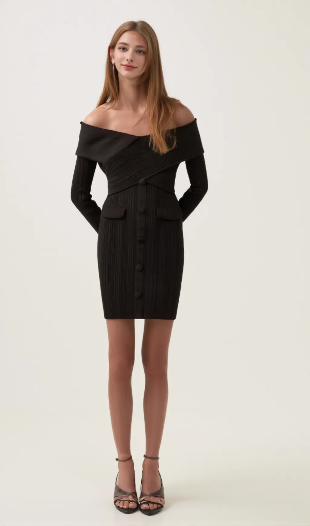 Alice off-shoulder ribbed-knit mini dress