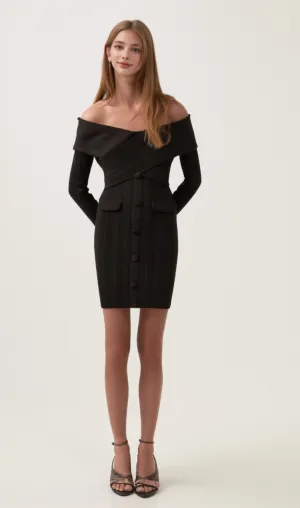 Alice off-shoulder ribbed-knit mini dress