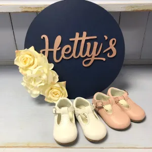 “Amelia” Pink Hard Sole T Bar Shoes