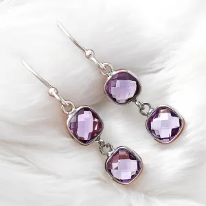 Amethyst Briolette Solid 925 Sterling Silver Earrings