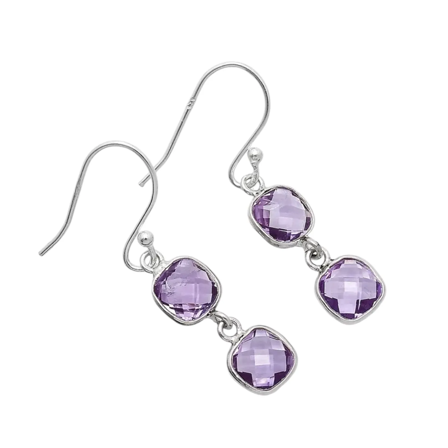 Amethyst Briolette Solid 925 Sterling Silver Earrings