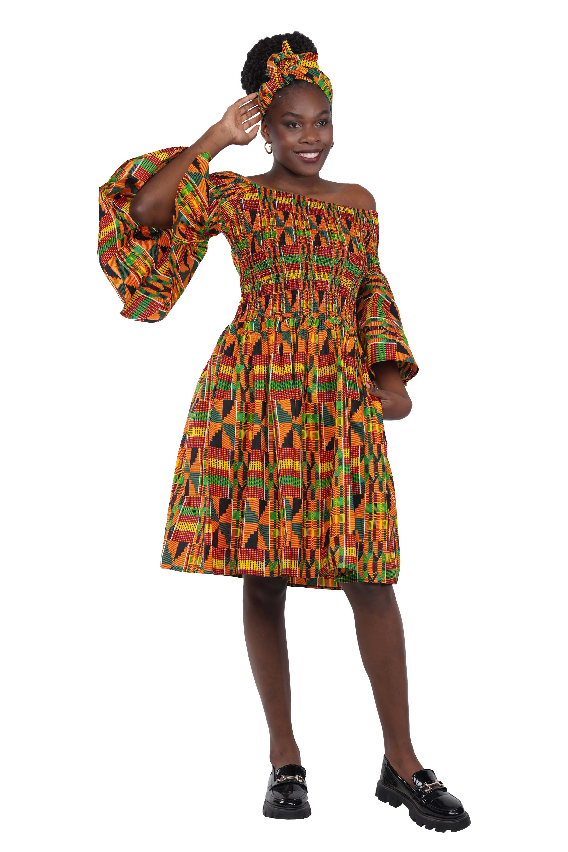 Ankara Short Smocked Dress