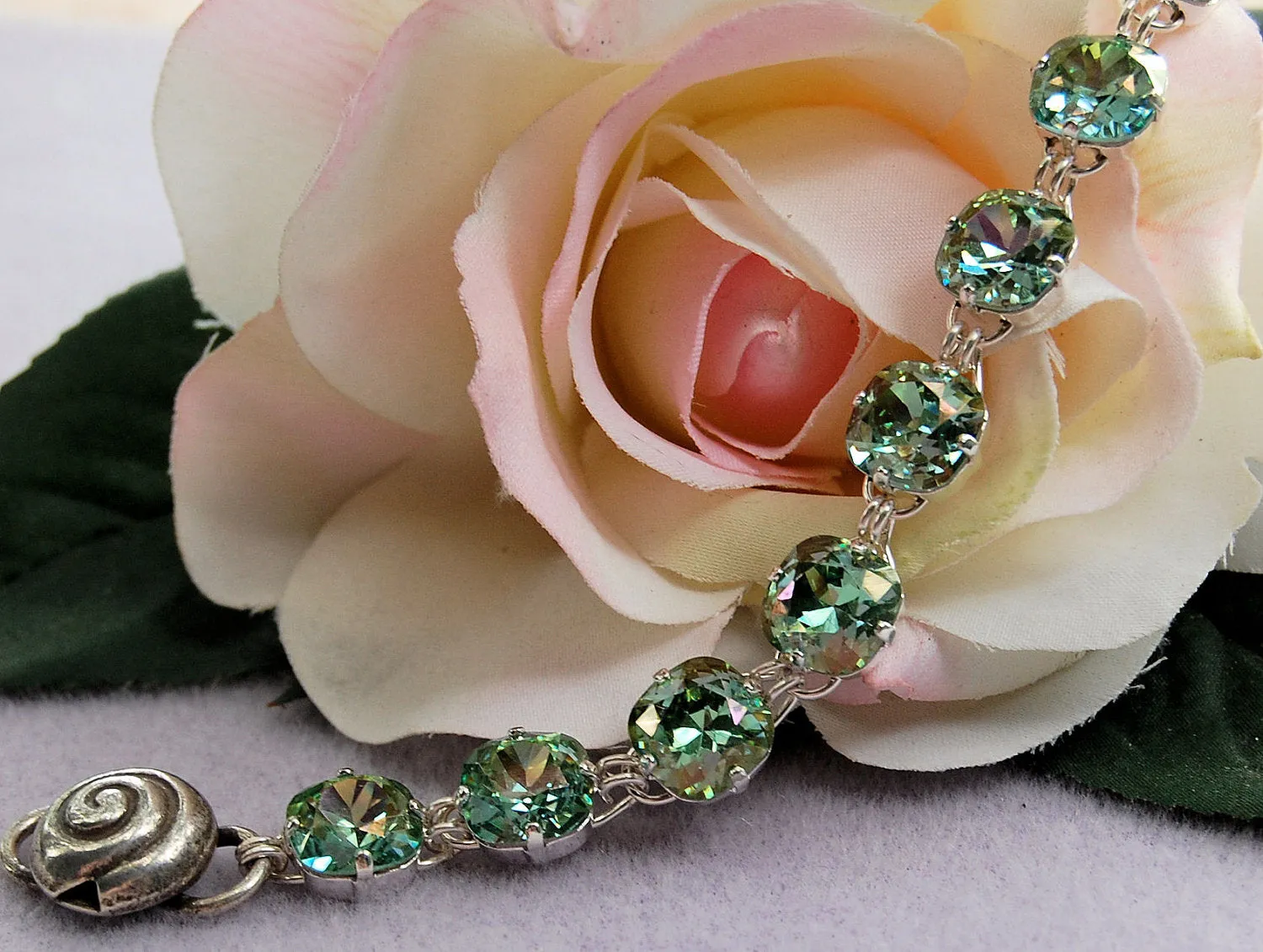 Aqua AB, Genuine Swarovski Crystal, Handmade Linked Bracelet