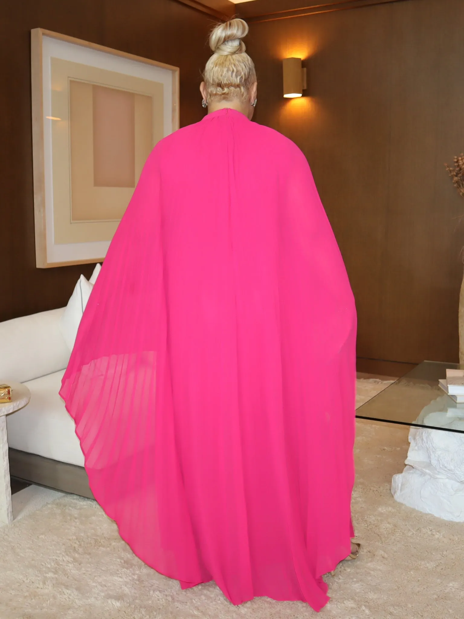 Arianna Maxi Pleated Dress (Fuschia)