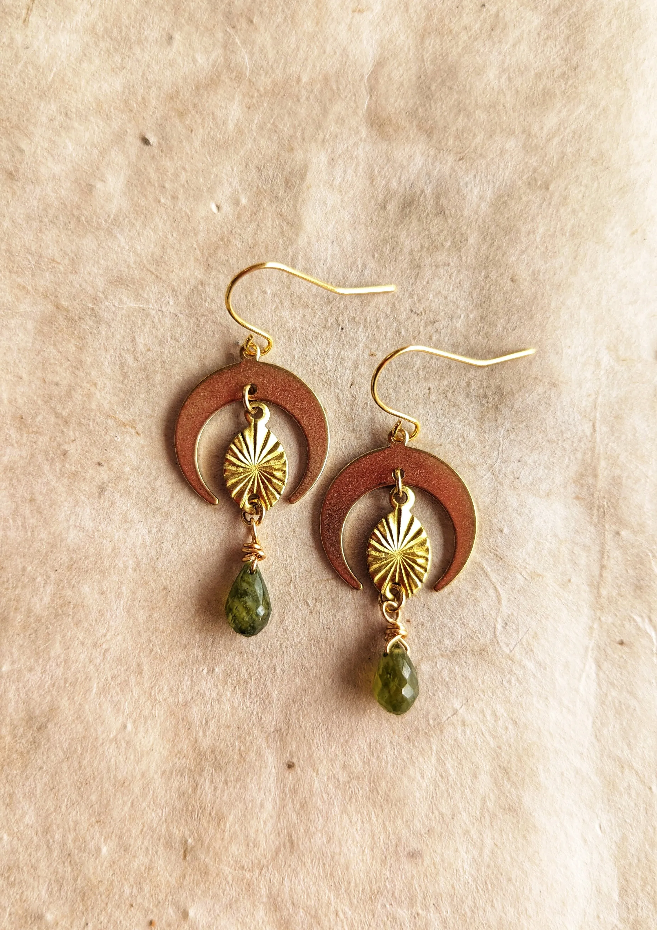 Artemis Garnet Crescent Earrings