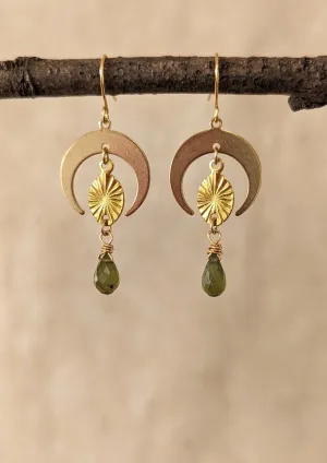 Artemis Garnet Crescent Earrings