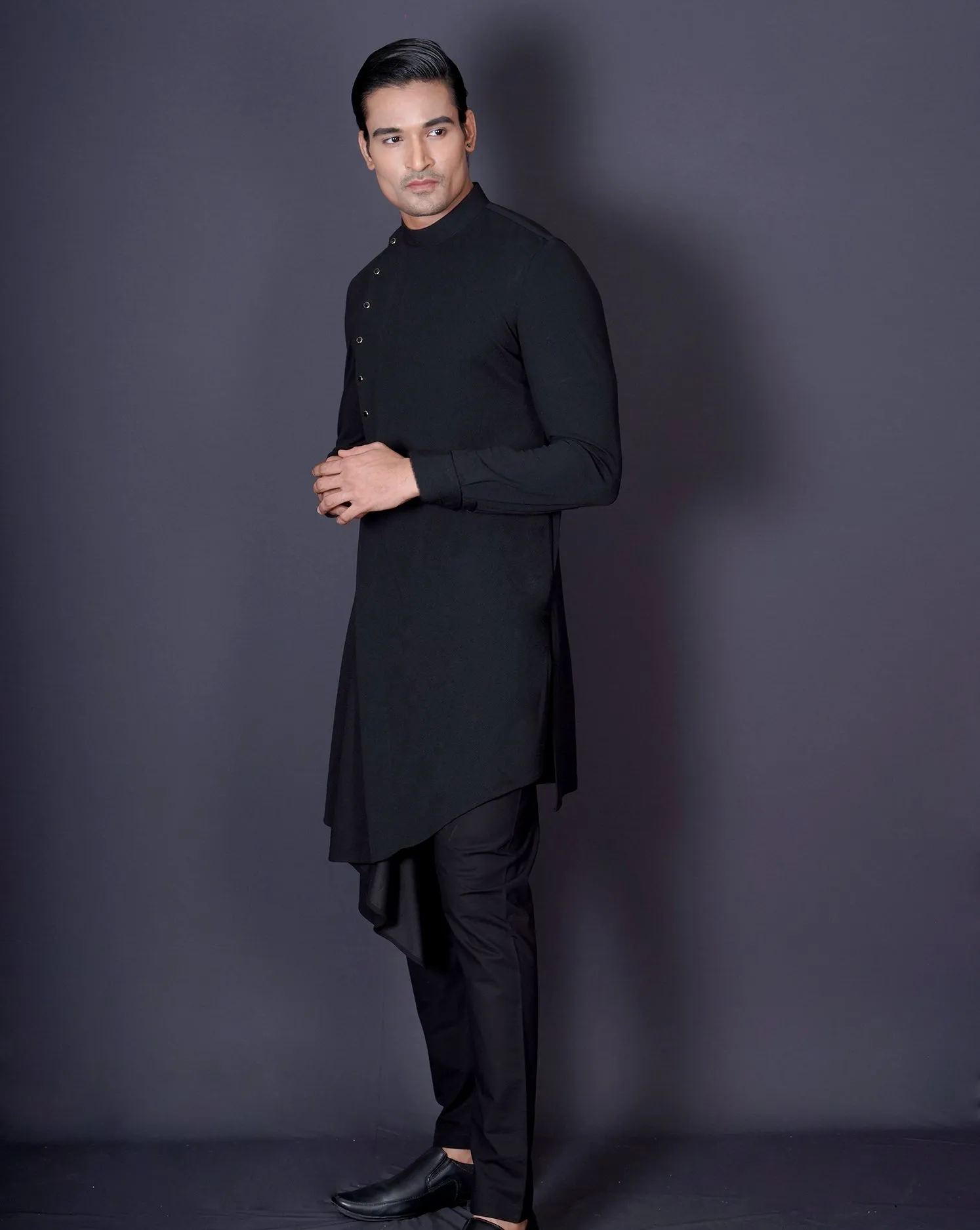 Asymmetrical Black Kurta