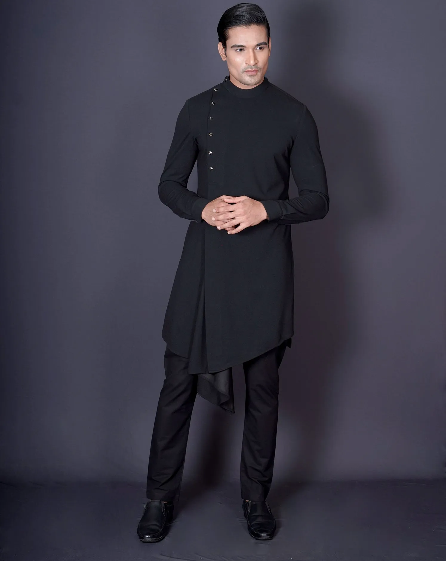 Asymmetrical Black Kurta