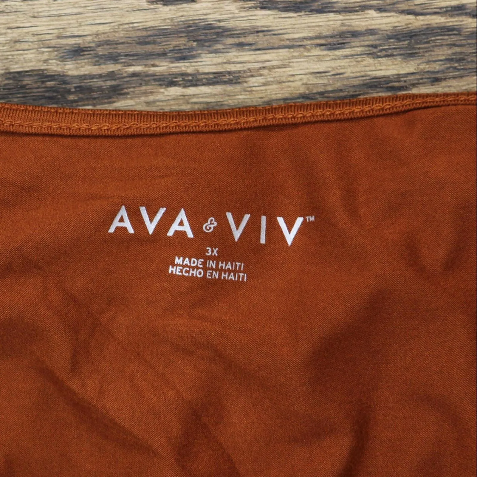 Ava & Viv Plus Size Long Sleeve V-Neck T-Shirt 00559387 Bronze Orange 3X